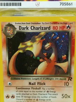 Pokemon Team Rocket Set 2000 Holo Dark Charizard 4/82 Ace Graded 4 VG Swirl - Image 2