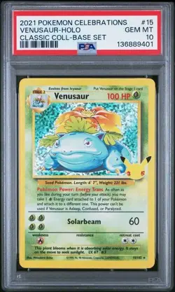 Pokemon Venusaur Holo Celebrations Classic Collection 15/102 PSA 10 Gem Mint - Image 1