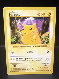 Pokemon TCG Pikachu 58/102 Base Set Shadowless Common Red Cheeks Vintage A - Image 1
