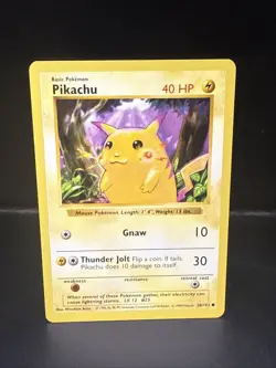 Pokemon TCG Pikachu 58/102 Base Set Shadowless Common Red Cheeks Vintage A - Image 3