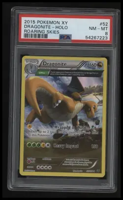 2015 Pokemon Xy Roaring Skies Dragonite-Holo Roaring Skies PSA 8 - Image 1