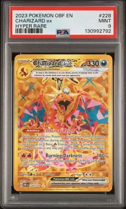 PSA 9 MINT Charizard ex Obsidian Flames Gold Hyper Rare Holo Pokemon 228/197 - Image 1