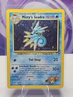 Pokemon TCG Misty's Seadra 9/132 Prerelease Promo Gym Heroes Holo Rare LP - Image 1