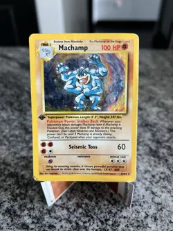 Pokemon TCG Machamp Holo Rare 1st Edition Base Set DMG - Image 1