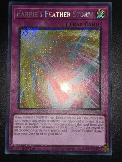 Yu-Gi-Oh #RA01-EN073 Harpie's Feather Storm 1st Edition Platinum Secret Rare NM - Image 1
