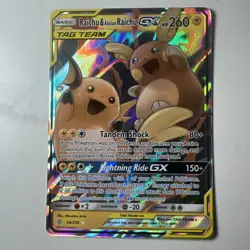 Pokemon TCG Unified Minds Holo Card Raichu Alolan Raichu GX 54/236 NM Condition - Image 1