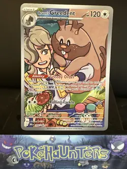Pokemon Card Arven’s Greedent 205/182 Destined Rivals Illustration Rare NM - Image 1