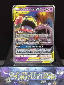 Pokemon Card Muk & Alolan Muk GX 61/214 Unbroken Bonds Tag Team Rare Played - Image 1