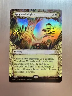 Spry And Mighty- 329 - MTG: Lorwyn Eclipsed - Fable Frame - Showcase - FOIL - Image 1