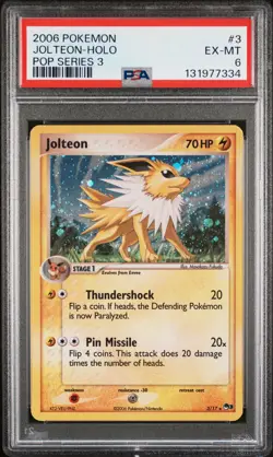 2006 POKEMON POP SER 3 #3 JOLTEON-HOLO PSA 6 - Image 1