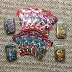 Pokemon Booster Pack Lot 5 Phantasmal Flames 5 Destined Rivals 4 Prismatic Tin - Image 1