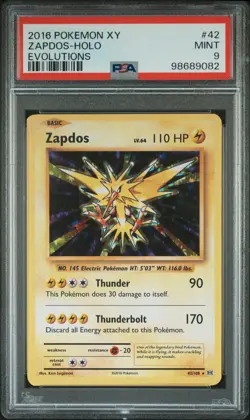 2016 POKEMON XY EVOLUTIONS #42 ZAPDOS-HOLO PSA 9 - Image 1