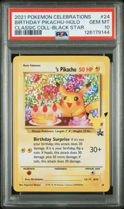 2021 POKEMON CELEBRATIONS CLASSIC COLL #24 BIRTHDAY PIKACHU-HOLO PSA 10 - Image 1