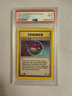 2000 Pokemon 1st Edition Master Ball Trainer - Gym Challenge 116/132 PSA 9 Mint! - Image 1