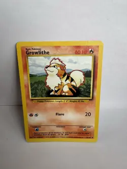 Growlith 28/102 Base Set Basic Pokemon Card TCG WOTC Original Rare 1999 LP - Image 1
