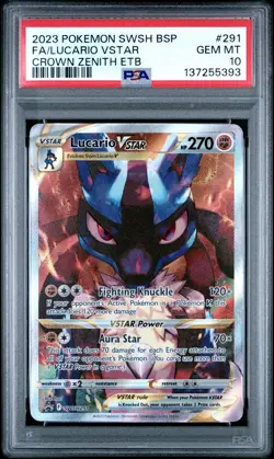 2023 POKEMON SWSH BLACK STAR PROMO #291 FULL ART/LUCARIO VSTAR PSA 10 - Image 1