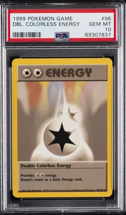 1999 POKEMON BASE SET UNLIMITED #96 DOUBLE COLORLESS ENERGY PSA 10 - Image 1