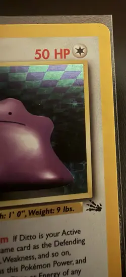 1999 Pokemon TCG Fossil Ditto 1st Edition Holo Rare 3/62, MP, Scratched - Image 5