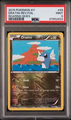 PSA 9 Mint 2015 Pokemon XY Roaring Skies Rev Reverse Holo Foil Dratini #49 - Image 1