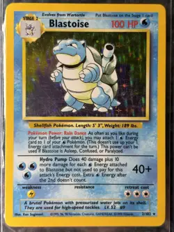 Blastoise 2/102 Holo Rare Unlimited Base Set LP-MP - Image 3