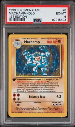 1999 POKEMON BASE SET 1ST EDITION #8 MACHAMP-HOLO PSA 6 - Image 1