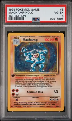 1999 POKEMON BASE SET 1ST EDITION #8 MACHAMP-HOLO PSA 4 - Image 1