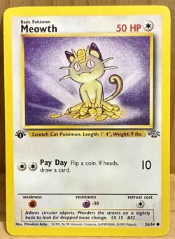 Meowth Jungle Set 1st Edition 1999 Vintage Pokemon TCG - Image 1