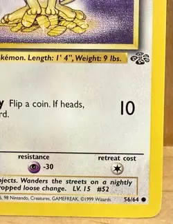 Meowth Jungle Set 1st Edition 1999 Vintage Pokemon TCG - Image 3