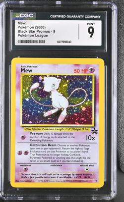 CGC 9 MINT Mew 2000 Black Star Promos 9 Holo Pokemon Card - Image 1