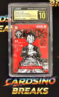 Monkey D. Luffy ST21-014 One Piece Card Japanese 2025 Jump Mag CGC 10 Pristine - Image 1