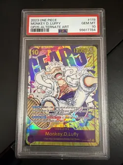 2023 Monkey D. Luffy One Piece OP05-119 Gear 5 Alternate Art Card PSA 10 - Image 1