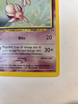 Espeon Neo Discovery TCG 1/75 Holo Unlimited Rare Card Pokemon English - Image 4