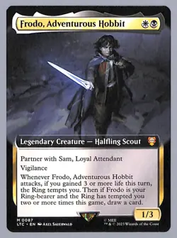 Frodo, Adventurous Hobbit - Extended Art - 87 - Commander: LOTR (LTC) MTG - Image 1
