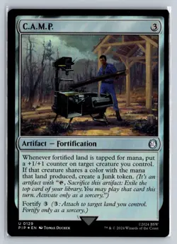MTG Fallout Foil #129 C.A.M.P. CAMP Uncommon Artifact Fortification - Image 1