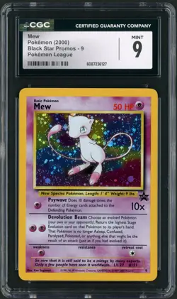 2000 Pokemon Black Star Promos Mew Pokemon League Holo #9 CGC Mint 9 - Image 1