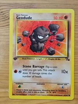 Pokemon TCG Geodude Fossil 1st Edition 47/62 LP WOTC. - Image 1