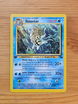 Pokemon TCG Omastar 1st Edition Fossil Uncommon: 40/62 LP WOTC. - Image 1