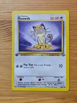 Pokemon TCG Meowth Jungle 56/64 Regular Non Holo 1st Edition LP WOTC. - Image 1