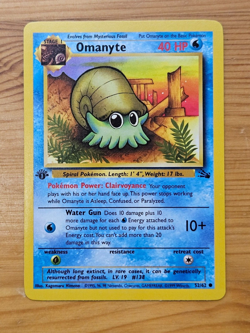 Pokemon TCG Omanyte 1st Edition Fossil Common: 52/62 LP WOTC. - Image 1