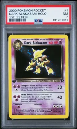 2000 Pokemon Team Rocket Dark Alakazam Holo #1 PSA 7 NM - Image 1