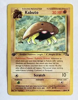 Pokemon Kabuto 50/62 (1st Edition Fossil Type) The Regular Common Unlimited - Image 3
