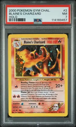 2000 POKEMON GYM CHALLENGE HOLO #2 BLAINE'S CHARIZARD PSA 7 - Image 1