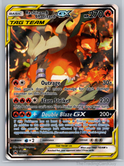 Reshiram & Charizard GX Pokemon Sun & Moon Black Star Promo #SM201 - Near Mint - Image 1