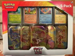 Pokemon TCG Scarlet & Violet 151 Mini Tins 5-Pack Costco Bundle Box Minor Damage - Image 1