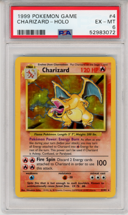 1999 POKEMON GAME CHARIZARD - HOLO - PSA 6 - #4 4/102 EX-MT GENUINE - Image 1