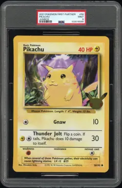 2021 POKEMON FIRST PARTNER JUMBOS #58 PIKACHU PSA 9 - Image 1