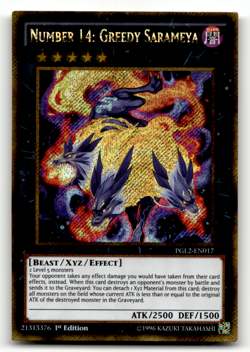 Number 14: Greedy Sarameya PGL2-EN017 1st Edition Gold Secret Rare Premium Gold: - Image 1
