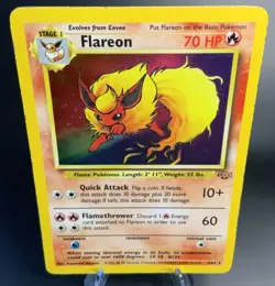 Flareon Jungle 3/64 Holo Unlimited Holo Rare MP Vintage Pokemon Card WOTC 1999 - Image 1