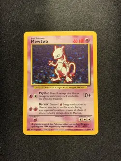 Mewtwo 10/102 Base Set Holo LP Vintage Pokemon Trading Card Unlimited Rare - Image 1
