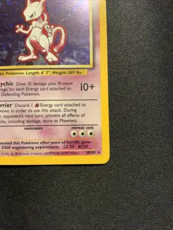 Mewtwo 10/102 Base Set Holo LP Vintage Pokemon Trading Card Unlimited Rare - Image 4